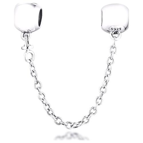 Fits for Pandora Charms Bracelets Signature Safety Chain Round Beads 100% 925 Sterling-Silver-Jewelry Free Shipping