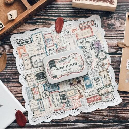 Retro Box Bill Label Stickers DIY Junk Journal Diary Planner Creative Craft Paper Scrapbooking Decorative Sticker