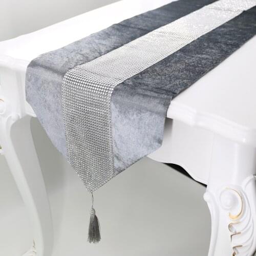 32*180cm Luxury Flannel Tablecloth Home Dining Table Decoration Hotel Coffee Table Diamond Table Runner Cloth Decoration