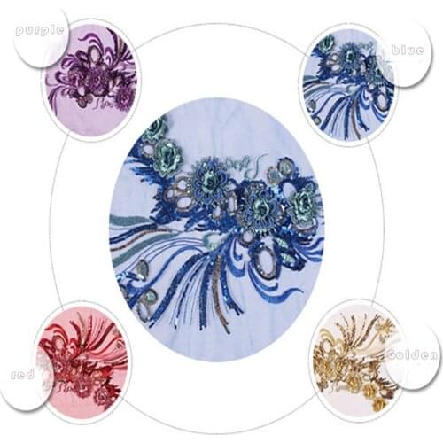 Mesh Embroidery Sequins, Three-dimensional Flowers, Bright Diamond Cloth Stickers, Clothing Accessories Appliques
