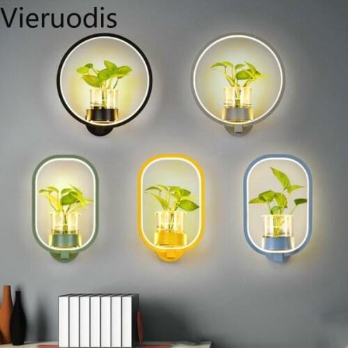 Modern Creative Plant Wall Lamp Minimalist Nordic Wall Lights Bedroom Bedside Balcony Aisle Shop Wall Decor Lighting Fixtures