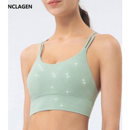 NCLAGEN Sport Bra Sexy Beautiful Back High Support Fitness Underwear Women Crop Top Shockproof Push-up Running Vest Yoga Blouse
