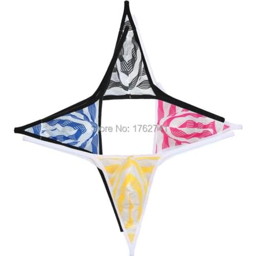 3Pcs/Lot Hot Micro Lingerie Mens Breathable Thong Gay Men Underwear Striped Mesh Pouch G-String