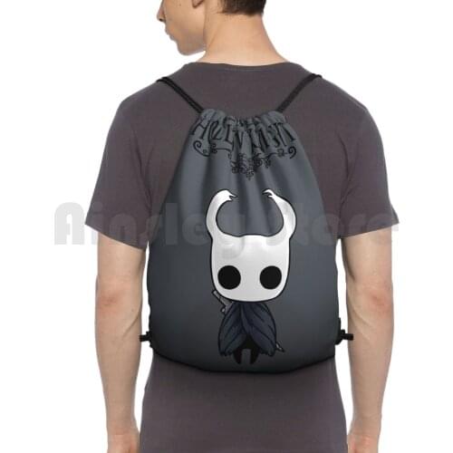 Hollow Knight-Gray Backpack Drawstring Bag Riding Climbing Gym Bag Hollow Knight Indie Nintendo Switch Pc Gaming Video Game
