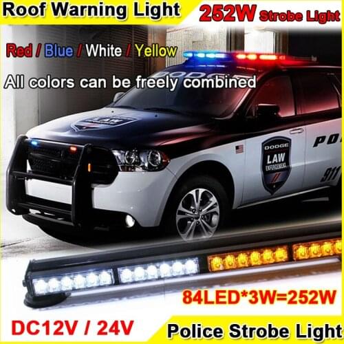 252W 41inch Super Bright Car Roof Led Strobe Lights Bar Police Emergency Warning Fireman Flash 12V Red Blue Led Police Lights