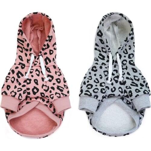Pet Autumn Winter Pink Leopard Print Hooded Sweater for Warmth Comfort Suitable for Home Travel Holiday Party
