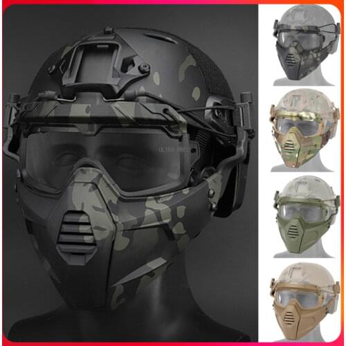 Tactical Mask Goggles Military Hunting Protective Safety Shooting Masks with Goggles Airsoft Paintball Combat Accessories Masks