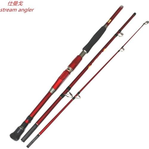 Marine boat fishing rod carbon material jigging rod 3 section 1.8m 2.1 2.4m superhard ocean fishing at sea catfish rod