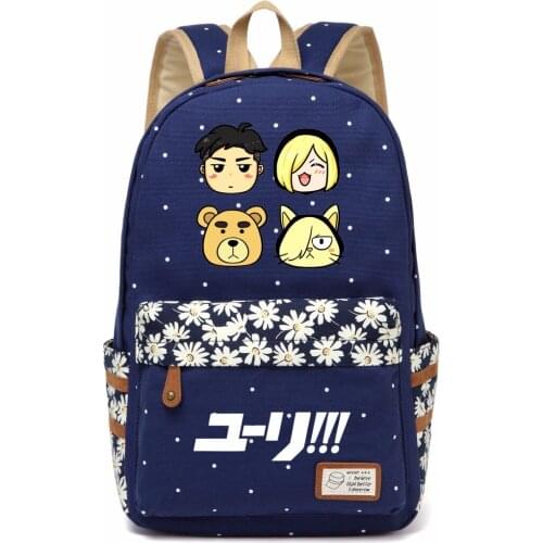 WISHOT YURI!!! on ICE Victor Cosplay Backpack shoulder Travel Bag for teenagers girls women Canvas dot school bag