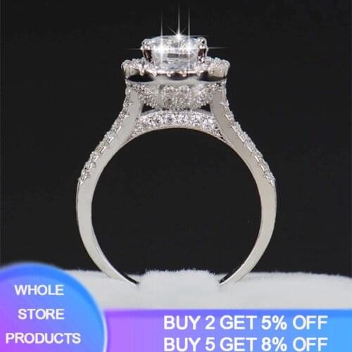 YANHUI Fine 6mm Round Cut Create Moissanite 925 Silver Ring 1.0ct Lab Zirconia Diamond Eternal Love Token Women Girlfriend Gift