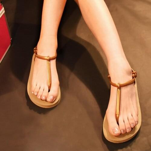 Fashion Women Thong Sandals T-Type Open Toe Rhinestone Flat Bottom Roman Sandals 2020 Summer Flip Flop Shoes
