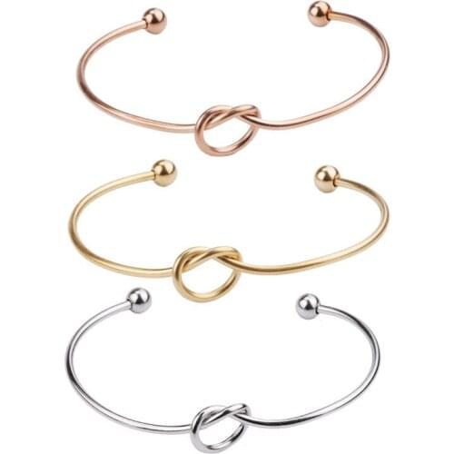 100% Stainless Steel Knot Wire Bangle Gold/Rose Gold Metal Adjustable Expandable Bangle DIY Bracelets 60mm Wholesale 10pcs