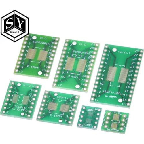 Great IT 35PCS=7value*5PCS PCB Board Kit SMD Turn To DIP SOP MSOP SSOP TSSOP SOT23 8 10 14 16 20 24 28 SMT To DIP