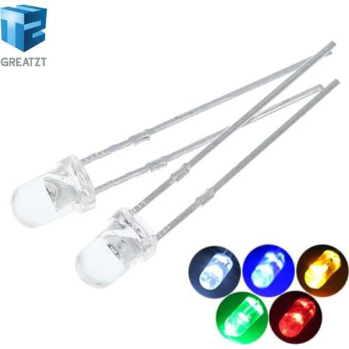 F3 Ultra Bright 3MM Round Water Clear Green/Yellow/Blue/White/Red LED Light Lamp Emitting Diode Dides Kit