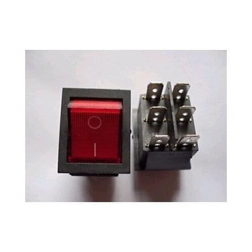 5pcs DPDT Red Indicator Light 6 Pin Rocker Switch