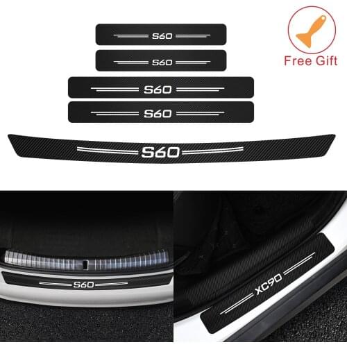 Car Rear Bumper S40 S60 S90 V40 V50 V60 V90 XC40 XC60 XC90 Threshold Scratch Plate Sticker Carbon Fiber Car Modification Parts