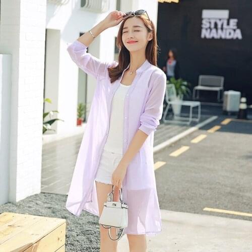 Women Blouse 2020 Summer New Large Size Chiffon Shirt Outdoor Sun Shirt Summer Long Long-sleeved Sun Clothes Women