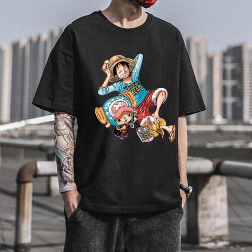 ONE PIECE 2020 Summer Mens T-shirt Tony Tony Chopper Hiphop Cotton Tshirt Men Loose Casual Top Tee