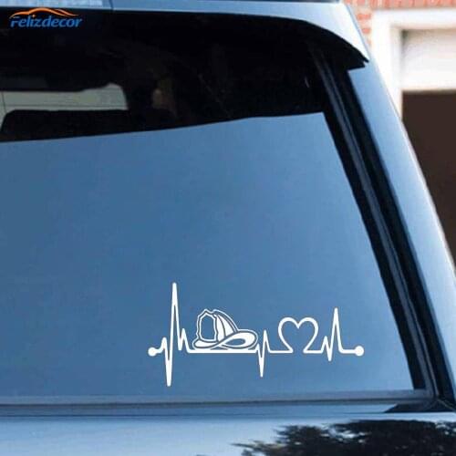 Black/Silver Cool Firefighter Fireman Helmet Heartbeat Lifeline Decoration Car Decal Reflective Laser Vinyl Car Styling C297