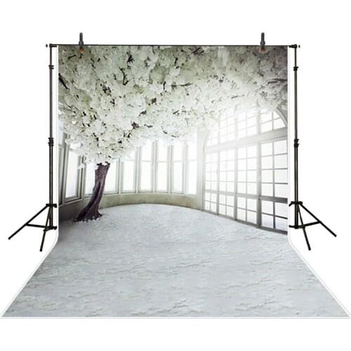 Photography Background White Flower Tree 5x7 Vinyl Backdrops for Wedding Photography Bright Windows Indoor Scenic Photo Studio
