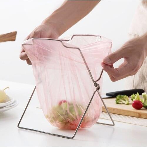 Hot Stainless Steel Garbage Bag Rack Rubbish Bags Holder Shelf Foldable Kitchen Organizer Cocina Storage
