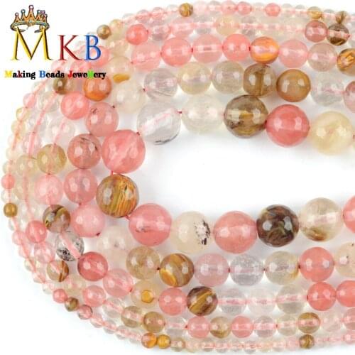 Faceted Watermelon Tourmaline Smooth Stone Beads for Jewelry Making 4/6/8/10/12mm Beads Diy Bracelet Necklace Accessories 15"