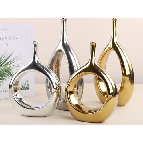 Nordic Ceramics Vase Ornaments Living Room TV Cabinet Desktop Flower Arrangement Dried Flower Vases Home Decoration Accessories