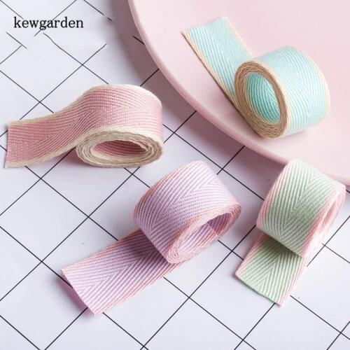 Kewgarden 1.5" 40mm 1" 25mm 16mm Colored Edge Twill Ribbon Handmade Tape DIY Earrings Brooch Hairbows Accessories Webbing 10Yard