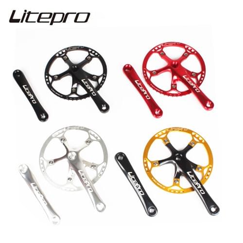 Litepro LP Folding Bike Square Crank Crankset BCD130 Single 45T 47T 53T 56T 58T Chainwheel Aluminum Alloy Crank Set