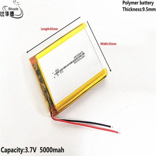 Liter energy battery Good Qulity 3.7V,5000mAH 955565 Polymer lithium ion / Li-ion battery for tablet pc BANK,GPS,mp3,mp4