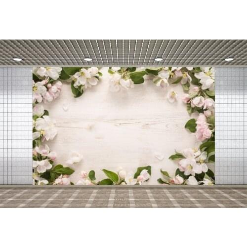 Lyavshi Wooden Board Flower Petals Peach Blossom Baby Shower Birthday Photographic Background Photographic Backdrop Photo Studio