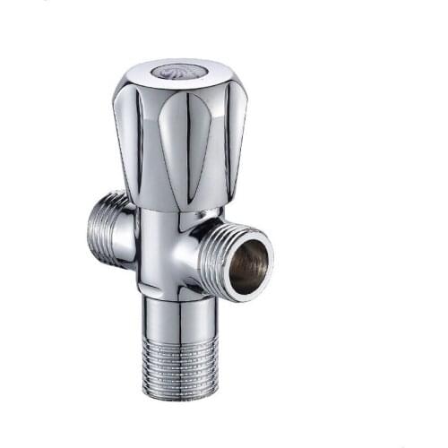 Copper Double-outlet Triangle Valve, One In Two Out Three-way Cold and Hot Water Triangle Valve Stop Angle Valve Shower Valve