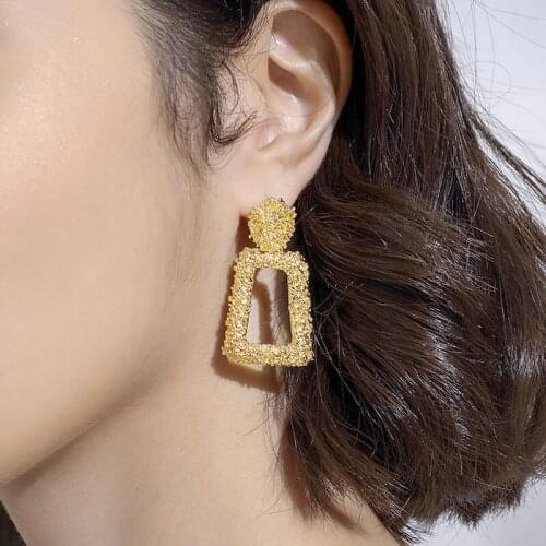 Fashion Statement Earrings Large Geometric Earrings For Women Gold Silver Colour Hanging Dangle Drop Earring 2020 Female Jewelry