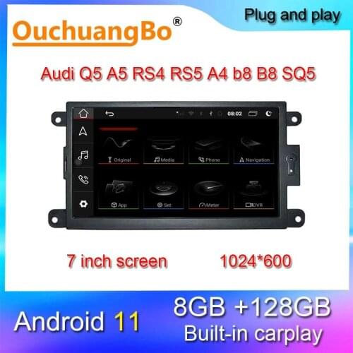 Ouchuangbo gps radio recorder for 7 inch Q5 A5 RS4 RS5 A4 b8 B8 SQ5 S4 S5 multimedia with android 10 sportback 8GB+128GB
