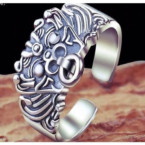 Mens Punk Mythical Style Black Gold Beast Roe Deer Owl Totem Adjustable Ring Retro Domineering Trend Lucky Fashion Ring