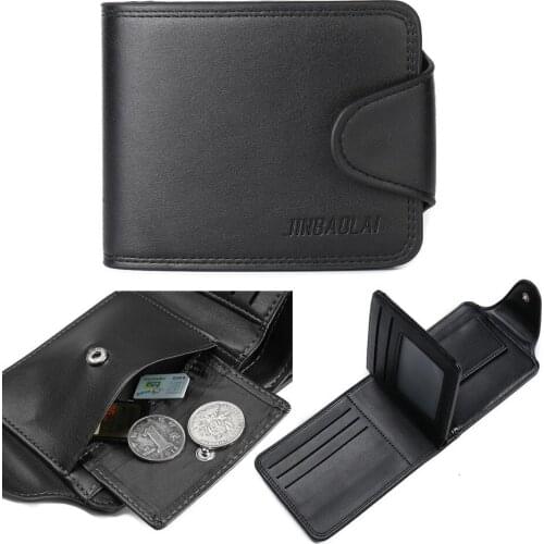 New Design Business Leisure Mens Wallets Super Quality Black Brown Solid Color Hasp Credit Card Holder Coin Pocket Purse Wallet