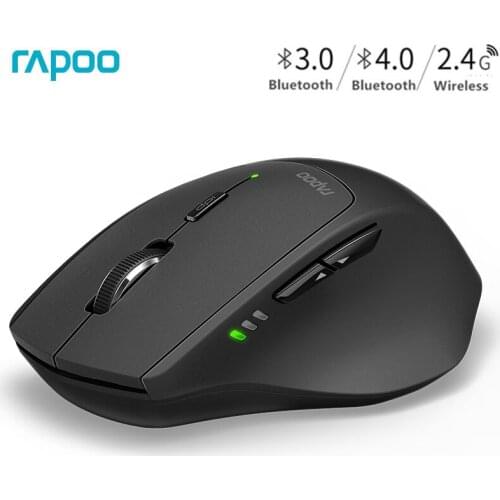 Rapoo MT550 Original Wireless Mouse Multi-Mode Portable Mouse Switch Between Bluetooth 3.0/4.0 and 2.4G for Business Office