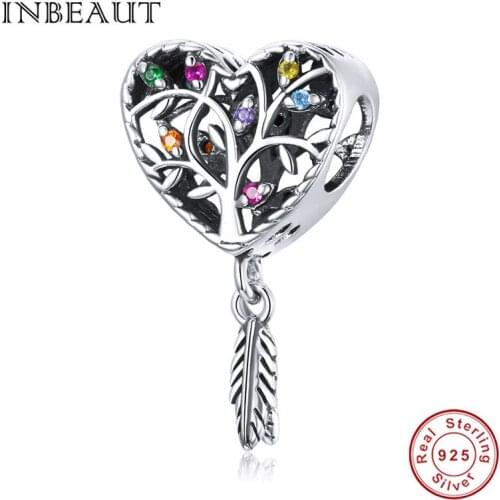 Original 925 sterling silver colorful charm dream catcher pendant fit silver bracelet jewelry making tree of life woman beads