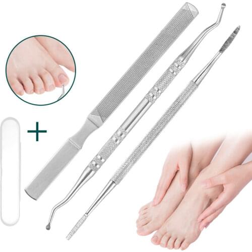 3pcs/Set Stainless Steel Ingrown Toe Nail Lifter File Nail File Manicure Pedicure Care Correction Tool Foot Care Tool