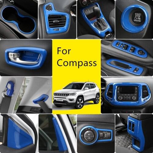 Blue ABS Air Outlet Air Conditioner Knob Gear Navigation Frame For Jeep Compass 2017 2018 AAA268A