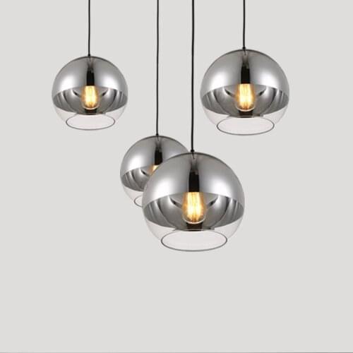 Contracted modern electroplating silver lamps and lanterns cafe restaurant bar led double hole glass chandelier