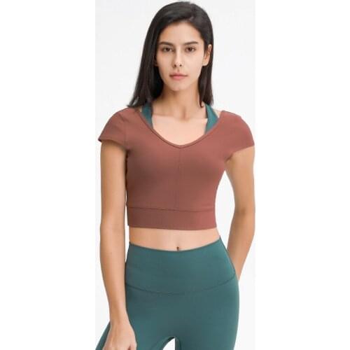Sexy Open Back Ribbed Women Crop Yoga Gym Top
