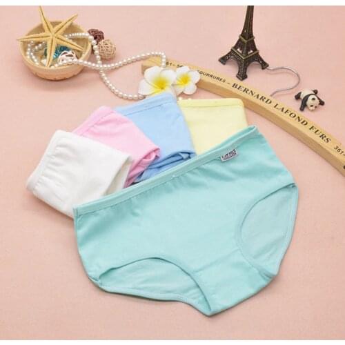 4-Pack Teenage Girls Panties Candy Colors Soft Cotton Young Girl Briefs for Kids Underwear Pants Underpants 9-20T
