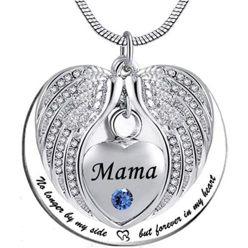 Unisex No Longer by My Side But Forever in My Heart mama Cremation Ashes Urn Pendant Stainless Steel waterproof Necklace