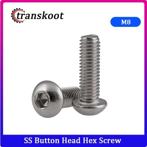 20 Pieces M8 Stainless Steel Round Head Screw 304 Mushroom Pan Head Hex Screw M8*10 M8*12 M8*16 M8*20
