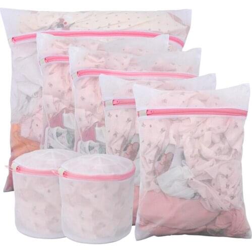 Zipper Mesh Wash Bag Polyester Laundry Wash Bra Bags Coarse Net Laundry Basket Laundry Bags For Washing Machines