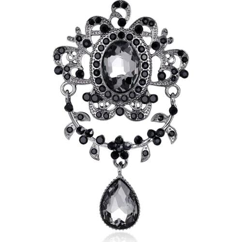 Fashion Rhinestone Pendant Brooch Collar Flower Temperament Womens Shirts Suits Clothing Accessories BowTie Pins Female Jewelry