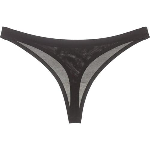1pcs Women Panties Underwear Female Sexy Solid Color Low-waisted See Through Seamless Elastic Thong G-string Intimates Panty