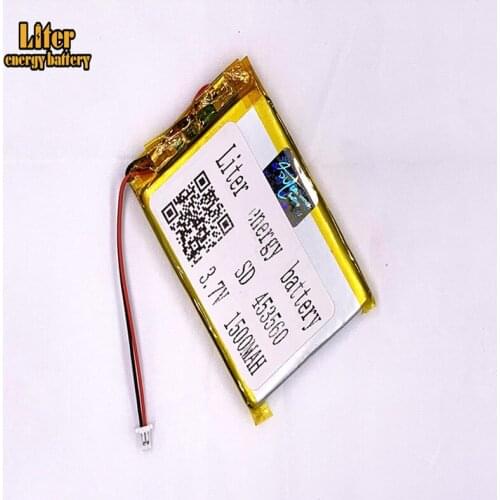 1.0MM 2pin connector 453560 1500mah 3.7V li-ion battery for voice recorder electronic dictionaries MP3 MP4 MP5 small toys