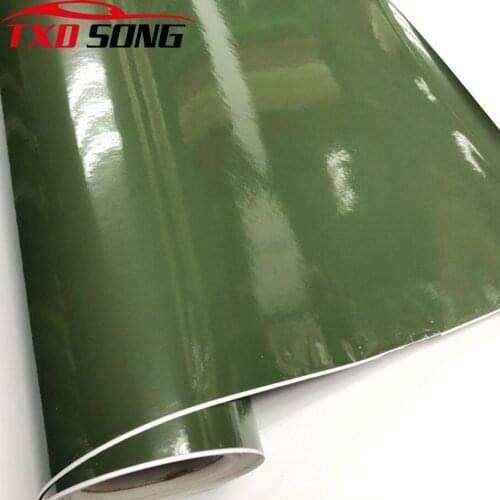 10/20/30/40/50x152CM Glossy Army Green Vinyl Car Wrap Film Self Adhesive Glossy Car Sticker Wrapping with Air Free Bubbles